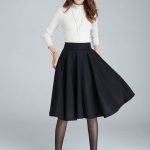Wool circle skirt, midi winter skirt, skater skirt, knee length .