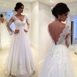 Lace Wedding Dresses,Long Sleeves Wedding Gowns,White Bridal Gowns .