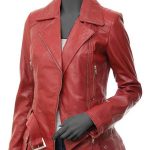 Victoria Womens Red Leather Moto Jack