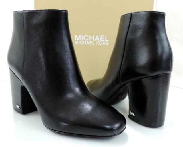Women's Michael Kors Elaine Bootie Block Heel Ankle Boots Leather .