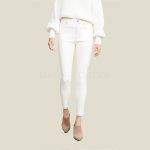Button At Waist Women White Leather Pants – Leatherexoti