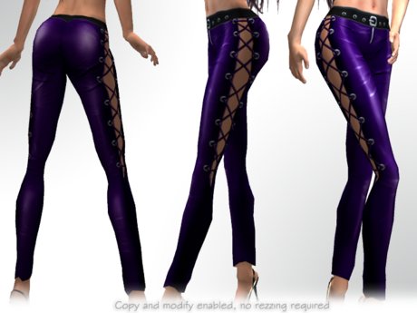 Second Life Marketplace - FUTE :: Laced leather pants (purpl