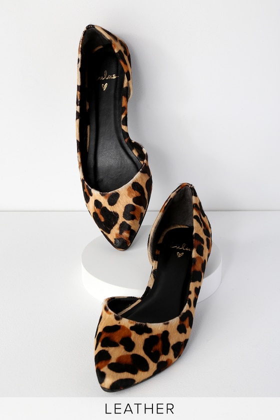 Chic Leopard Calf Hair Flats - Leather Flats - D'Orsay Fla