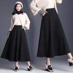 2020 New Korean High Waist Black Long Black Skirts Artistic .