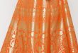 Woven Banarasi Art Brocade Silk Long Skirt in Orange : BNJ6