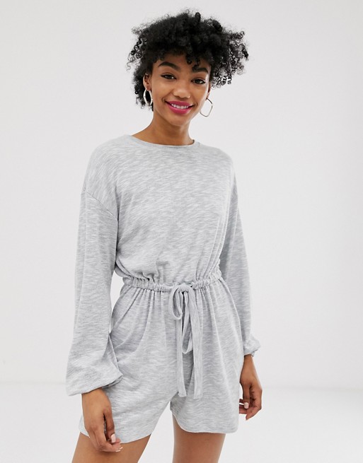 ASOS DESIGN slouchy button back long sleeve playsuit | AS