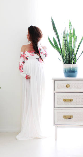 This maternity gown is gorgeous and perfect for a baby shower or .