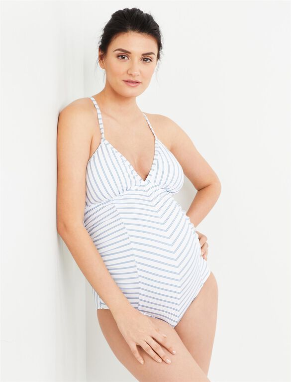 Splendid Striped One Piece Maternity Swimsuit | A Pea in the Pod .