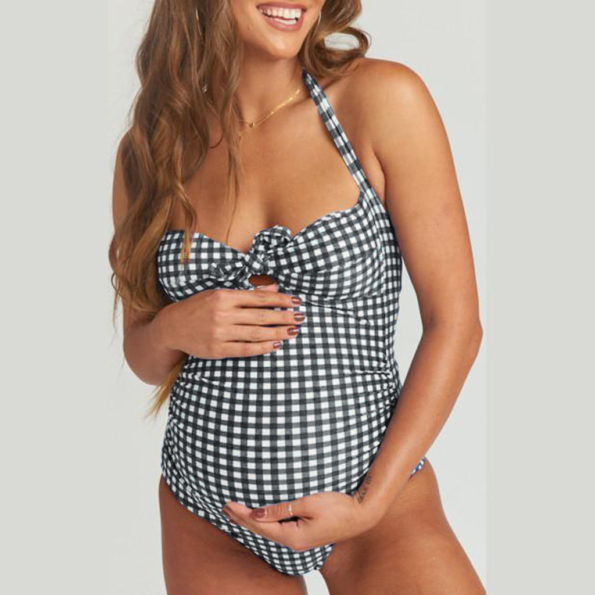 Summer Lattice Print Maternity Swimwear Swimsuit - Kids and Mom Sh