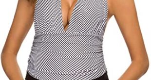 Ziola One Piece Maternity Swimsuits Stripe Halter Swimwear Deep V .