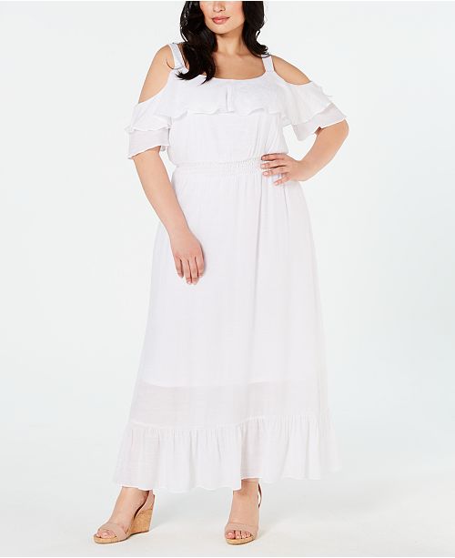 NY Collection Plus Size Cold-Shoulder Maxi Dress & Reviews .