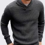 ASHORESHOP 2019 Fall Cowl neck knitted men sweater pullover cable .