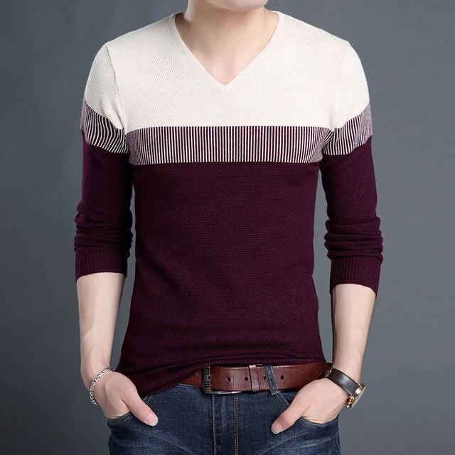 Sweaters Man Pullover V Neck Slim Korean Style Casual Mens Clothes .