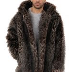 Men's Spotted Wolf Hooded Faux Fur Coat | Fabulous-Fu