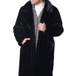 Men's Black Mink Faux Fur Knee-Length Coat | Faux Fur Coa