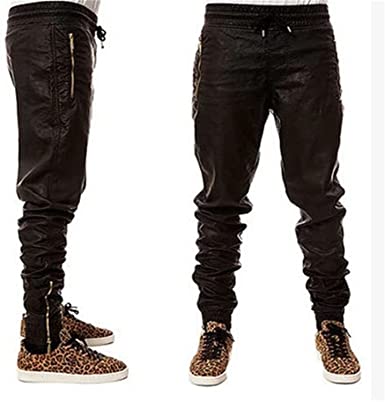 Zdddykyou Special Fashion zippers jogers Pant Men Black Joggers .