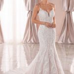 Graphic Lace Mermaid Wedding Dress with Open Back - Stella York .