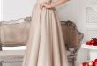 Apricot Plain Pleated Round Neck Elegant Midi Dress - Midi Dresses .