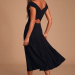 Chic Black Dress - Short Sleeve Dress - Midi Dress - $54.