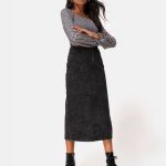 Black Midi Highwaist Denim Skirt | Lyra – motelrocks.c
