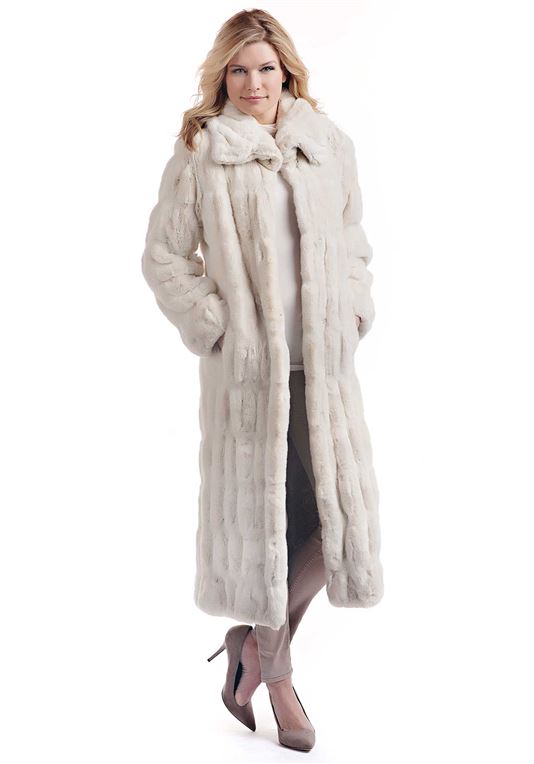 Women's Ivory Mink Couture Full-Length Faux Fur Co