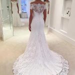 Modern Mermaid Wedding Dresses Lace Short Sleeves Gowns WD063 .