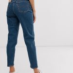 Levi's exposed button mom jeans in dark blue | AS