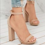 Shoes | Nude Ankle Strap Heel Mini Platform Heel | Poshma