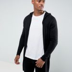 ASOS DESIGN hooded open front cardigan with curved hem in black | AS