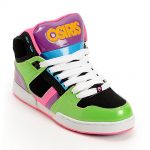 Osiris Kids NYC 83 Slim Green, Black, & Purple Skate Shoes | Zumi
