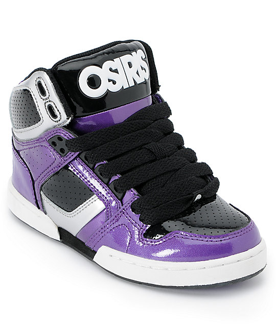 Osiris Kids NYC 83 Purple, Silver & Black Skate Shoes | Zumi