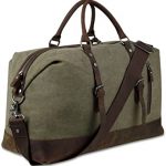 Amazon.com | Canvas Overnight Bag Travel Duffel Genuine Leather .