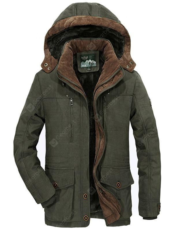 Warm Cotton Coat Parka Jacket Army Green 4XL Men's Jackets & Coats .