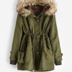 48% OFF] 2020 Faux Fur Lining Pocket Parka Coat In ARMY GREEN | ZAF