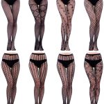 HOVEOX 8 Pairs Lace Tights Fishnet Floral Stockings Lace Patterned .