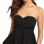 DIDK Women's Stretchy Strapless Wrap Front Bandeau Peplum Top .