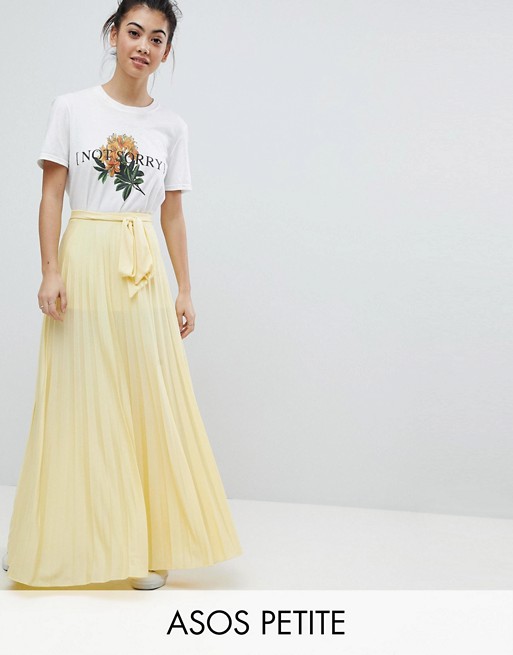 ASOS DESIGN Petite pleated maxi skirt with belt | AS