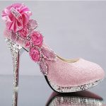 Pink Round Toe Stiletto Rhinestone Fashion High-Heeled Shoes .