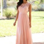 Pink Lace Chiffon Prom Dress, Pink Maxi Dresses, Pink | la