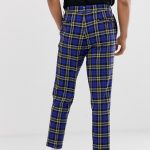 ASOS DESIGN tapered crop smart pants in blue plaid | AS