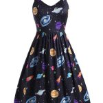 37% OFF] Plus Size Planet Print Side Pocket Cami Dress | Roseg