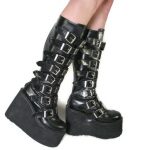 Chunky Goth Platform Boots - Vegan Leather - Cyber Goth Boots .