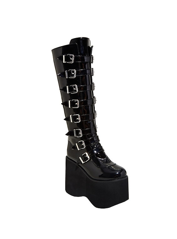 Patent Double Buckle Tall Platform Boo