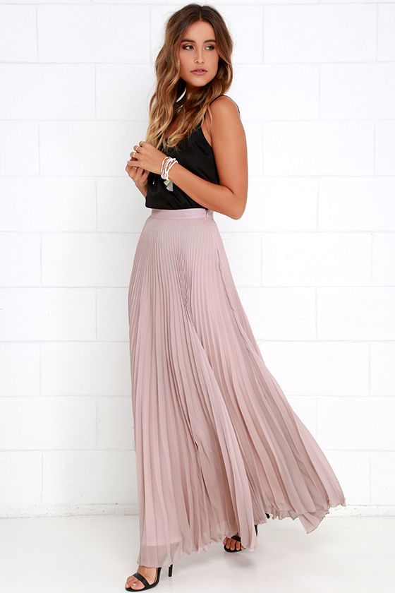 Axis of Rotation Mauve Pleated Maxi Skirt | Pink skirt outfits .