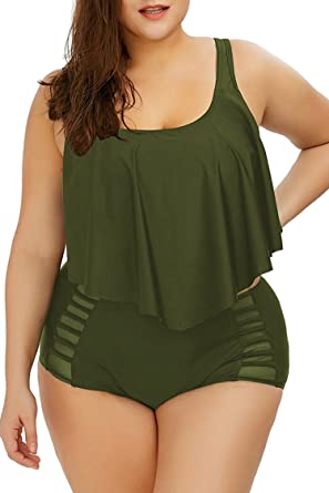 Amazon.com: Kisscynest Women's Plus Size Swimwear 2 Piece High .
