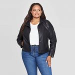 Women's Plus Size Faux Leather Moto Jacket - Ava & Viv™ Black : Targ