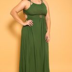 Sexy Olive Strappy Sleeveless Plus Size Maxi Dre