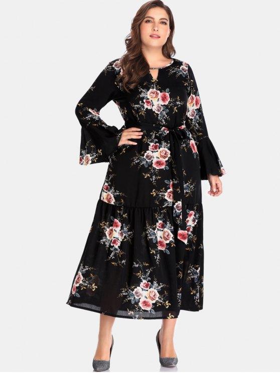 25% OFF] 2020 Floral Cutout Plus Size Maxi Dress In BLACK | ZAFUL .