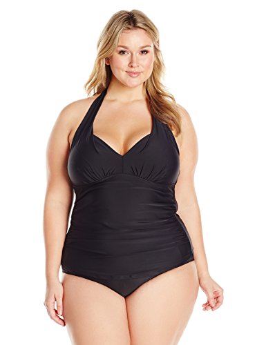 Amazon Brand - Coastal Blue Women's Plus Size Swimwear Shirred .
