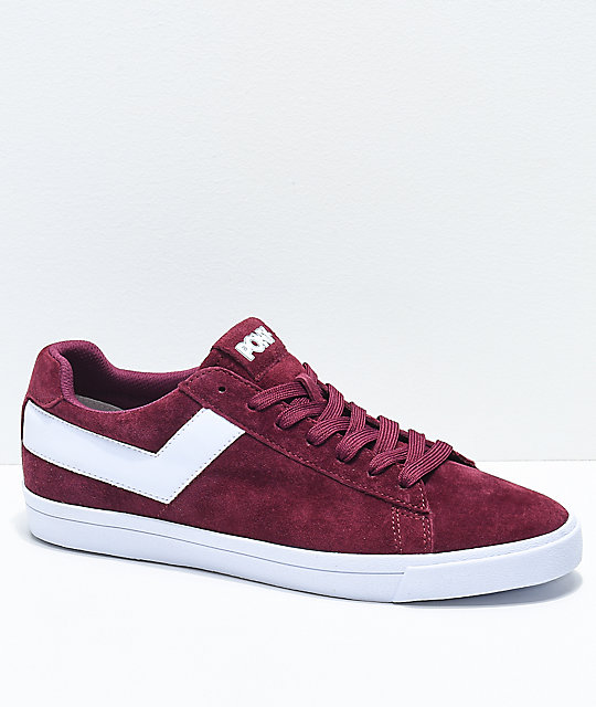 PONY Top Star Lo Burgundy & White Suede Shoes | Zumi